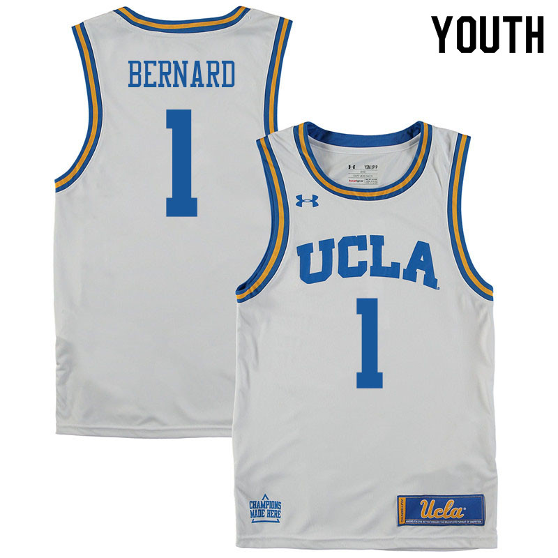 Youth #1 Jules Bernard UCLA Burins College Basketball Jerseys Sale-White